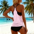 thumbnail image 4 of Moxiu Women's Two Piece Tankini Bathing Suits T-Back Top Ruched Padded Modest Swim Shorts Summer Basic Swimwear Pink,M, 4 of 5