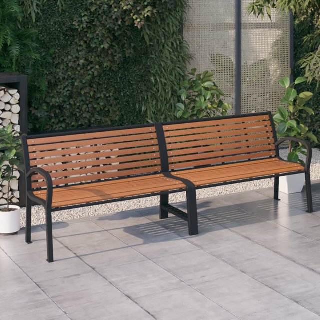 vidaXL Twin Garden Bench 251 cm Steel and WPC