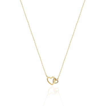 Mercie Collier en Argent Sterling, Bijou Pendentif Double Cœur en Vermeil Or, Accent en Zircon Cubique pour le Quotidien
