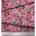 thumbnail image 2 of Soimoi Rayon Fabric Bird & Leaf Bird Decor Fabric Printed Yard 56 Inch Wide, 2 of 3