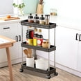 thumbnail image 2 of Bfogop Rolling Storage Cart, 3 Tier Bathroom Storage Organizer Utility Cart Mobile Shelving Unit, Multi-Purpose for Kitchen Office Bathroom Laundry Narrow Places, 2 of 6