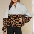 thumbnail image 1 of 2023 Chandail à Capuchon Surdimensionné pour Femmes Mode Automne Hiver Imprimé Léopard Décontracté Sport Col Rond Survêtements Manches Longues Col à Revers Fermeture Éclair Chandails à Capuchon Costumes Halloween/noël 50 % de Réduction Liquidation, 1 of 5