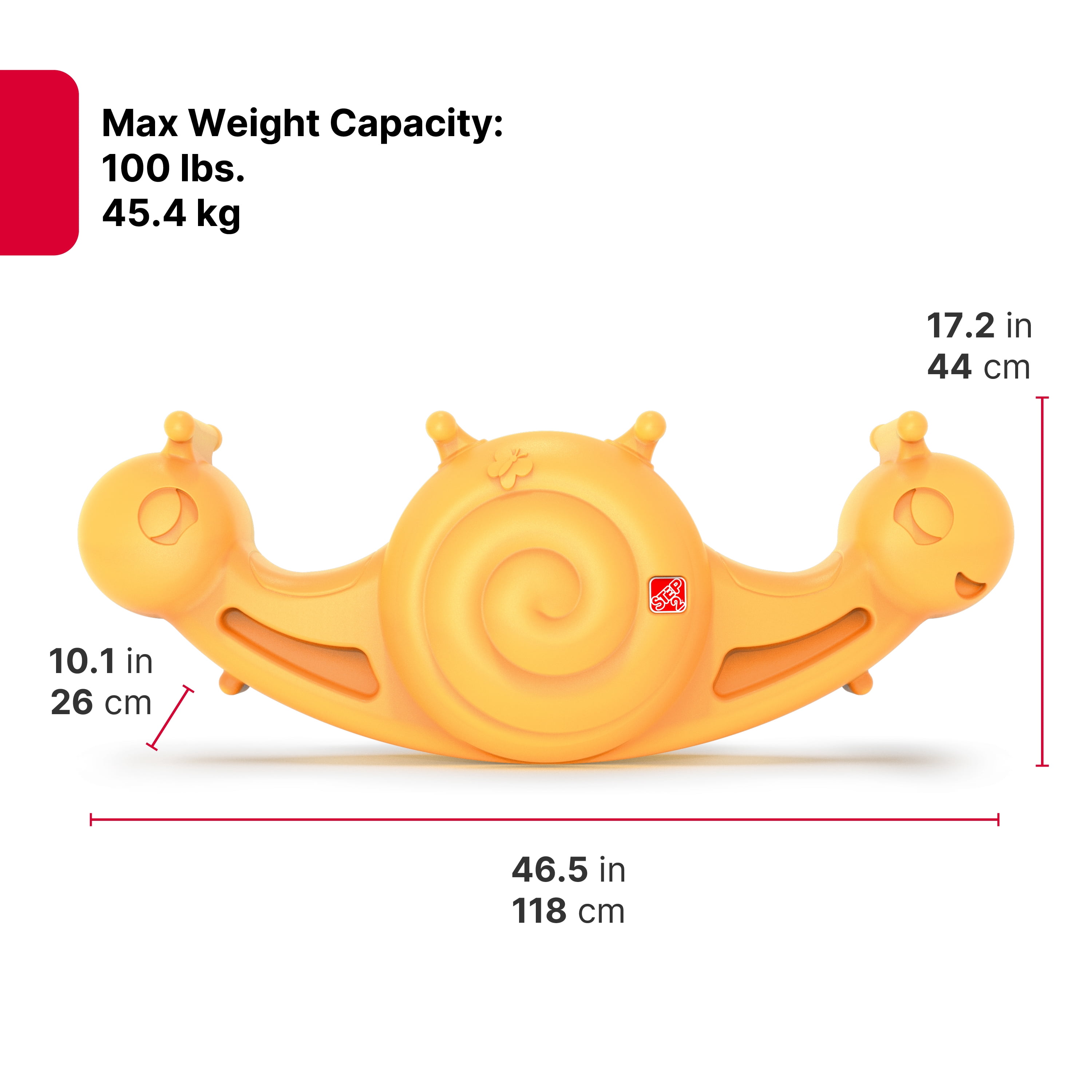 Step2 Bascule Escargot Jouet en Résine pour Enfants Convient à 2 Tout-Petits, Âgés de 18 Mois à 3 Ans