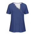 thumbnail image 4 of Plebaso Hauts d'Été pour Femmes T-Shirts à Col en V Irrégulier Décontractés à Manches Courtes Chemisiers à Boutons pour Femmes P-5TG, 4 of 5