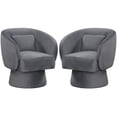 thumbnail image 1 of Gymax 2PCS Swivel Accent Chair w/ Back Removable Lumbar Pillow 360 Degree Rotating Function Gray, 1 of 10
