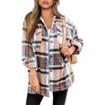 thumbnail image 1 of ORUYROP Womens Casual Plaid Shacket Button Down Long Sleeve Shirt, 1 of 5