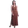 thumbnail image 1 of Bimba Robe Longue de Soirée pour Femmes à Imprimé, Col Ras du Cou, Fentes Latérales, Dos Nu - Grande, 1 of 6