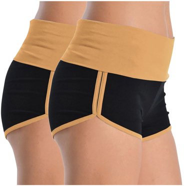 Yuyuzo Women Yoga Shorts 2 Pack High Waisted Color Block Workout Shorts Beach Volleyball Shorts Activewear