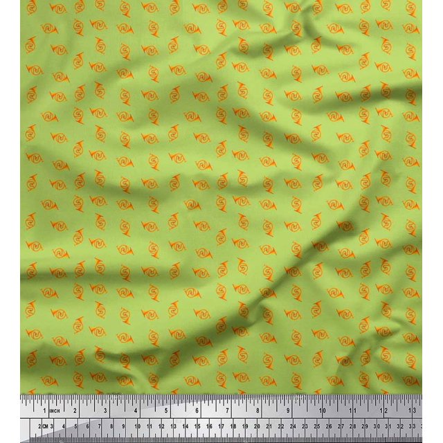 Soimoi Viscose Chiffon Fabric French Horn Musical Instrument Print Fabric by Yard 42 Inch Wide