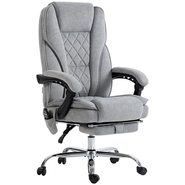 CoSoTower Massage Office Chair, Reclining Computer Chair with Adjustable Height and Footrest, Grey