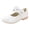 White, variant on GiLiling Girls Mary Jane Princess Dress Shoes, Closed-Toe Ballet Flats with Flower Accent, Low Block Heel for Parties Wedding (White, 11-11.5 Years)