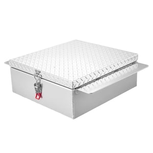 KFFKFF Boîte à outils de lit de camion, boîte à outils en aluminium lourd avec plaque de diamant, la boîte à outil de stockage organisateur de poitrine jusqu'à 220 C'est vrai. 30.3 x 24 x 9 dans, Argent