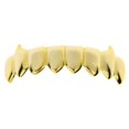 thumbnail image 1 of CNKOO 14k Gold Plated Fang Grillz Eight Tooth Bottom 8 Teeth Hip Hop Mens Fangs Vampire Grills, 1 of 3