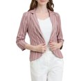 thumbnail image 1 of INSPIRE CHIC Blazer à Rayures pour Femme Manches 3/4 Décontracté Ouvert à l'Avant Revers Cranté Blazer S Rose Foncé, 1 of 7