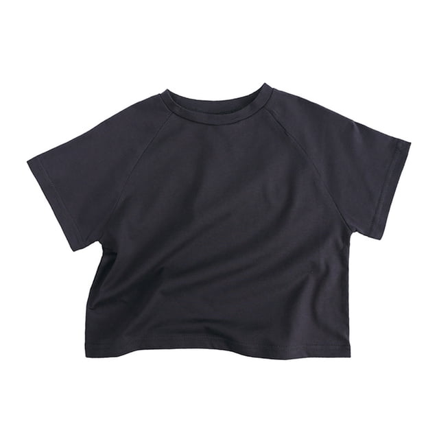 T-Shirts à Manches Raglan Unies Unisexes pour Enfants, Hauts Décontractés Légers à Col Rond pour Enfants, Été