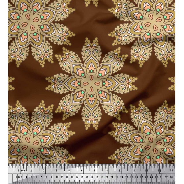 Soimoi Silk Fabric Mandala Decorative Decor Fabric Printed Yard 42 Inch Wide