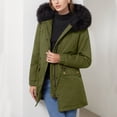 thumbnail image 2 of Yuyuzo Womens Winter Coats Hooded Long Sleeve Button Zip up Quilted Jacket with Zipper Pockets Solid Color, 2 of 6