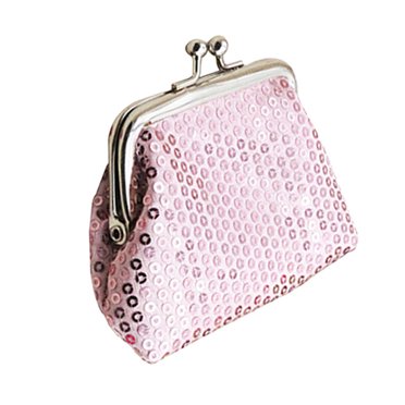 Trayknick Mode Femmes Paillettes Boucle Mini Porte-Monnaie Pochette Portefeuille Pratique Sac Rose