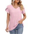 thumbnail image 1 of Birdeem Fashion Womens Casual Solid Color V Neck Short Sleeve Tops Loose Blouses, 1 of 11