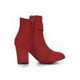 thumbnail image 3 of Unique Bargains Women's Round Toe Chunky Heel Zip Heeled Boots Ankle Booties Red 8, 3 of 8