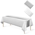 thumbnail image 2 of 1 Pack Plastic Table Cloth Cover + 1 Pack Satin Table Runner for Parties  Disposable Tablecloth for Rectangle Tables  Birthday Wedding Graduation Mather Valentine‘s Day Christmas Party Su, 2 of 8