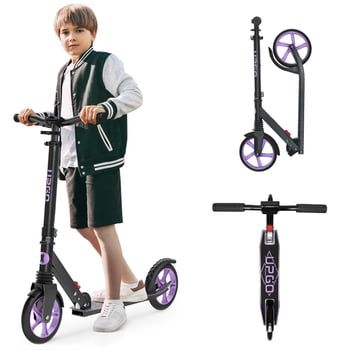 UPGO Kick Scooter for Ages 6+, Kids, Teens & Adults, 240 LB Max Load, Foldable, 8-Inch Wheels,Purple