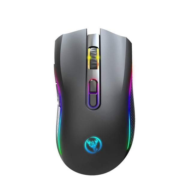 Rbaofujie Ergonomic Gaming Mouse 2.4GHz Wireless Mouse Gaming Mouse RGB Backlight Wireless Optical USB Gaming Mouse 4800DPI Rechargeable Mute Mice Pc Mouse