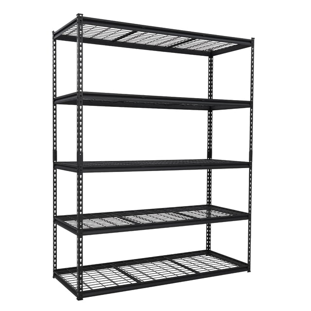 QinaQin Industrial-Grade Five-Layer Wire Mesh Shelving Unit, Height Adjustable, 2500 Lb Load Capacity, Dimensions: 48x18x72 Inches / 60x24x78 Inches