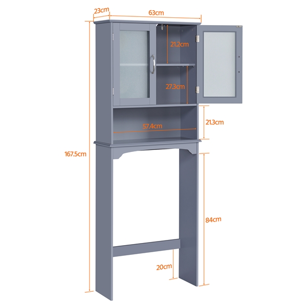 FullFurnique Toilet Storage Cabinet with 1 Open Shelf, Gray