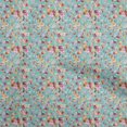 thumbnail image 1 of oneOone Rayon Teal Blue Fabric Abstract Floral Craft Projects Decor Fabric Printed By The Yard 56 Inch Wide, 1 of 4