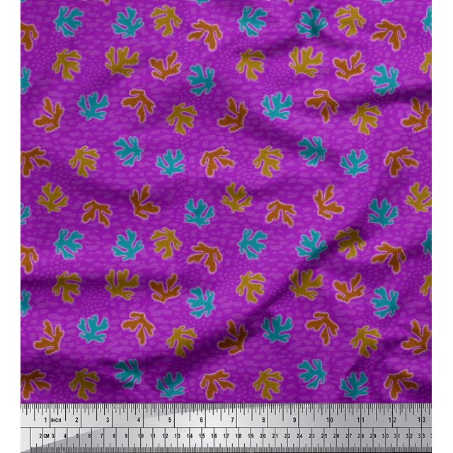 Soimoi Poly Georgette Fabric Coral Ocean Decor Fabric Printed Yard 52 Inch Wide