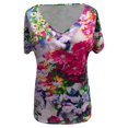 thumbnail image 3 of Plus Size Women Short Sleeve Printed V Neck Tops Tee T Shirt Blouse, 3 of 5
