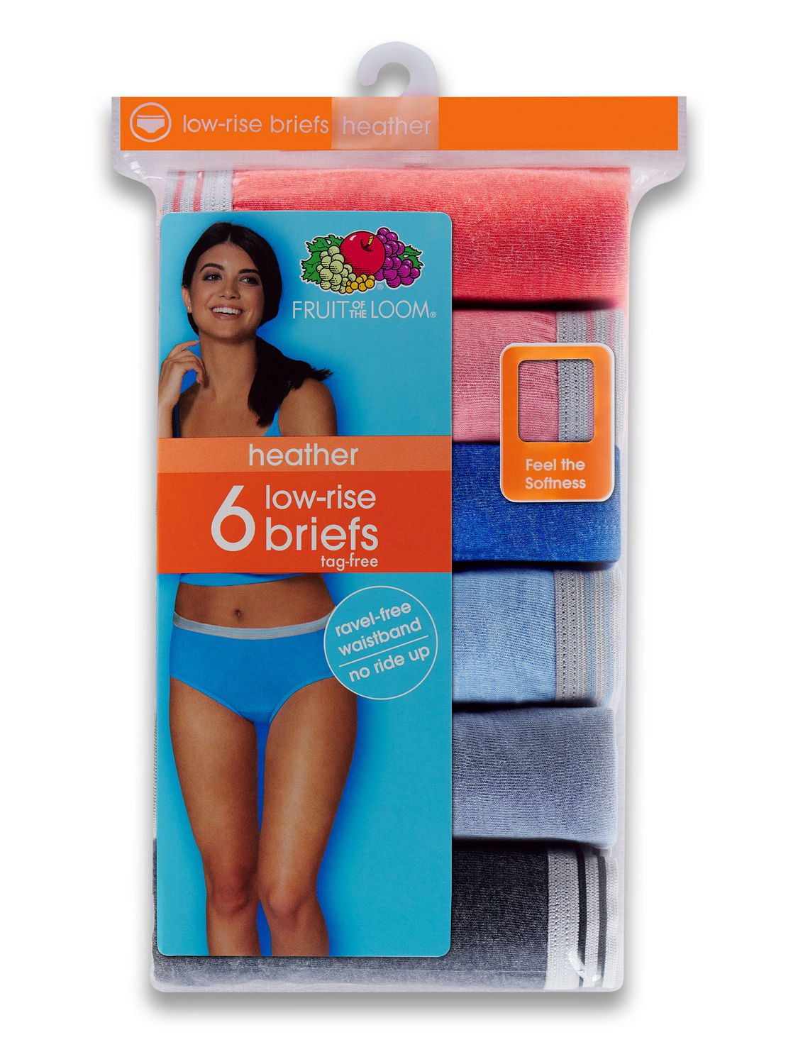 Fruit of the Loom 6pk Heather Lowrise Brief