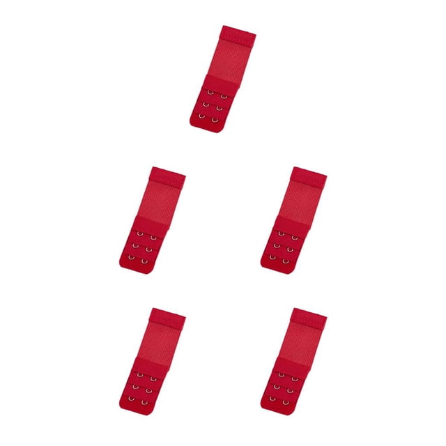 Langgg Extension Strap Bra Extenders Buckle 2 Hooks Brassiere Accessories Adjustable Length Replacement 3 Rows Underwear wine red 5Set