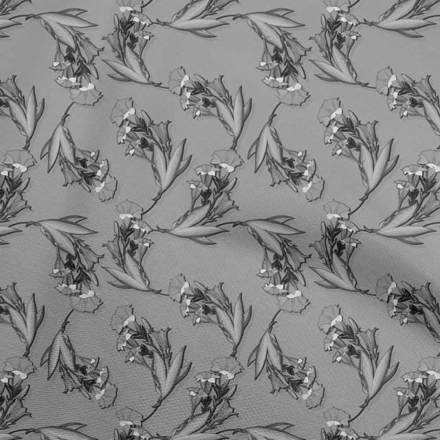 oneOone Viscose Chiffon Gray Fabric Floral Sewing Material Print Fabric By The Yard 42 Inch Wide