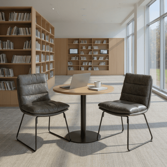 Homy Casa Set of 2 Modern Dining Chairs with Faux Leather Upholstery and Streamlined Metal Legs