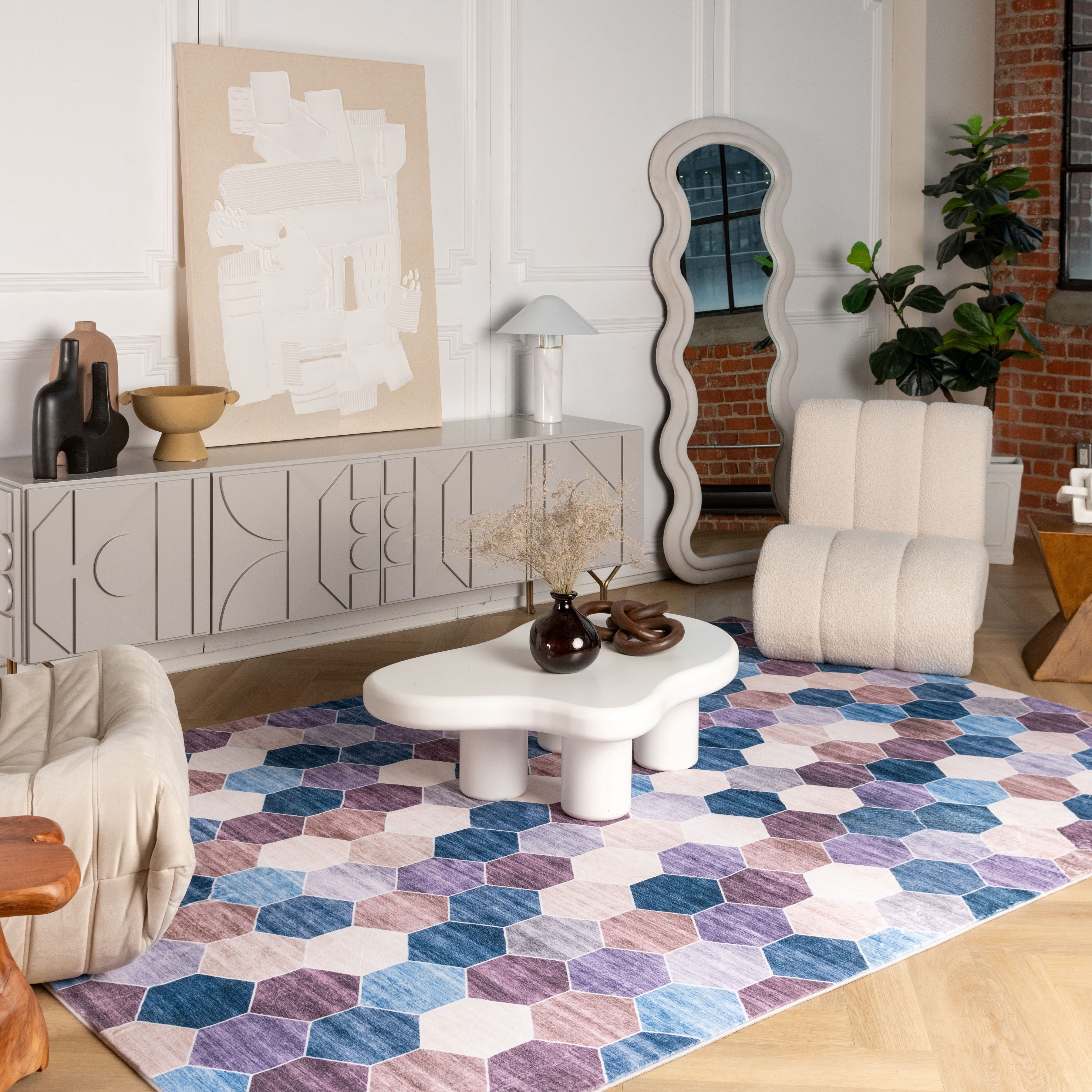 Tapis d'intérieur géométrique à carreaux Rug Branch
