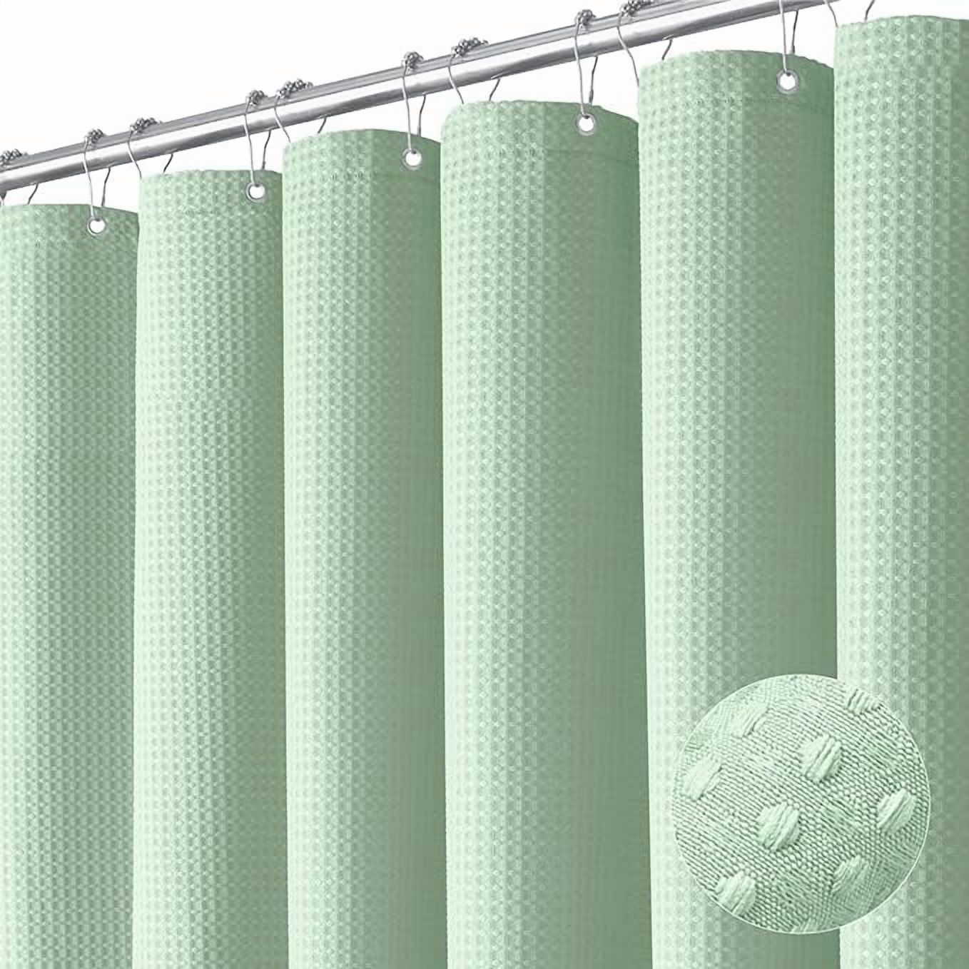suxuMhao Waffle Pattern Waterproof Shower Curtain,71×71in 1pc Shower Curtain Liner for Bathroom, Shower Liners with 12 Plastic Hooks as a Gift, Stylish Shower Curtains for Bathroom Decor​,Light Green