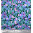 thumbnail image 1 of Soimoi Rayon Fabric Leaves & Tulip Floral Printed Fabric 1 Yard 56 Inch Wide, 1 of 3
