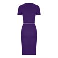 thumbnail image 4 of Tenue d'Été pour Femmes Ensembles 2 Pcs pour Femmes Ensemble de Vêtements d'Été Femme Col Rond Manches Courtes Hauts Pantalons Ensembles Style Pantalon Complet S_286 Survêtements pour Femmes Violet m, 4 of 6