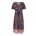 thumbnail image 2 of MesaSe Femmes Boho Floral Imprimé V Cou Wrap Robes Manches Courtes Plage Casual Maxi Robe Longue, 2 of 6