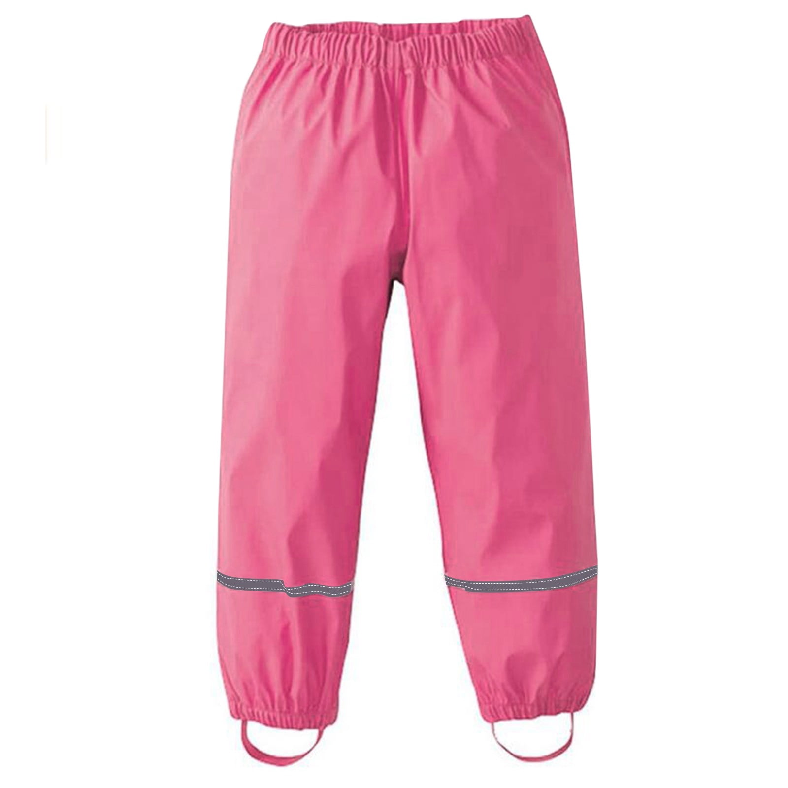 MIASHUI Pantalon de Pluie pour Enfants Garçons Filles Imperméable Léger Réfléchissant Pantalon de Pluie, Rose Vif, 5-6 Ans