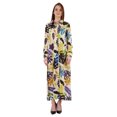 thumbnail image 1 of Bimba Robe Chemise Maxi Imprimée à Manches Longues pour Femmes, Coupe Ample Décontractée, Boutonnée, 1 of 7