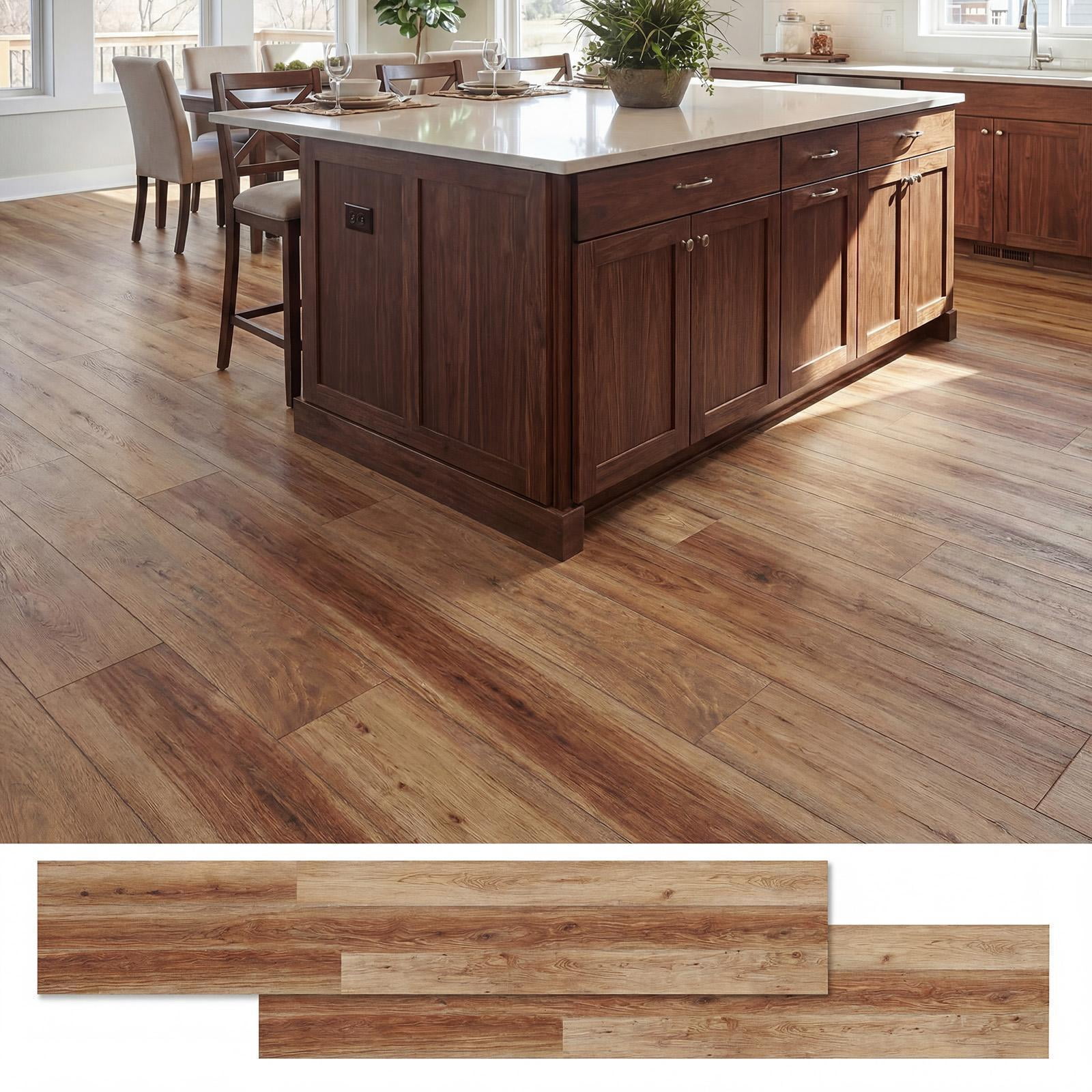 Patiojoy 24-Pack Floor Tiles Waterproof Vinyl Flooring 36" x 6" Long ...