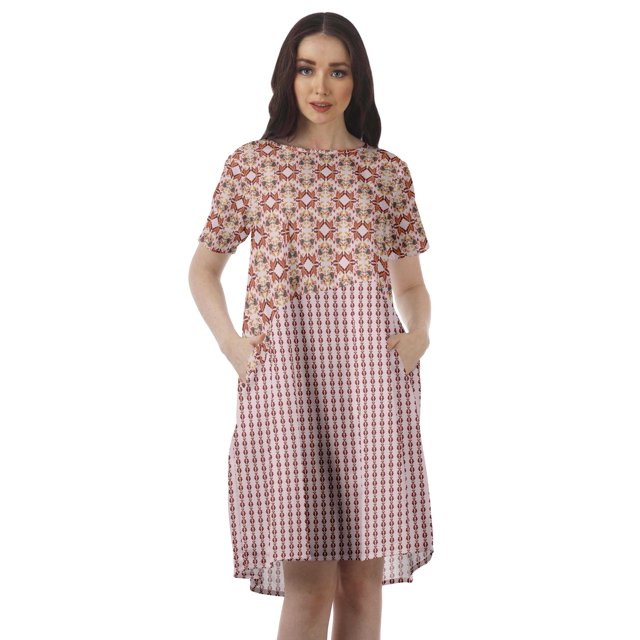 Moomaya Printed Loose A-Line Dress With Pockets Short Sleeve Dresses Women