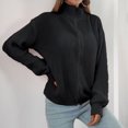 thumbnail image 4 of Yuyuzo Womens Zipper Front Cardigan Long Sleeve Oversized Sweater Knitted Cardigans Jacket, 4 of 5