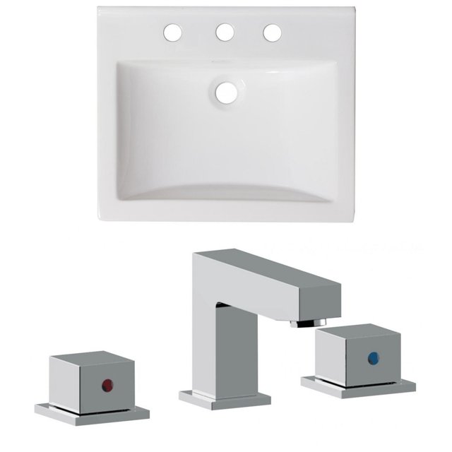 American Imaginations 48.75-in. W 3H4-in. Ceramic Top Set In White Color - Overflow Drain Incl. AI-18193