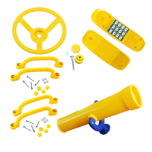 Bunblic Kids Children Play Toy Steering Wheel Swings Set Accessory Playground Wheel Outdoor Swing Set for Interactive Learning Ages 3+ yellow