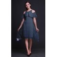 thumbnail image 4 of Bimba Robe Midi à Manches Volantées pour Femmes, Tunique Évasée à Épaules Dénudées à Imprimé Bloc - Très Petit, 4 of 6