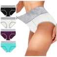 thumbnail image 2 of RKSTN 4Pc Womens Boxer Briefs High Waist Full Coverage Briefs Soft Breathable Postpartum Panties Patchwork Color Stretch Underpants, 2 of 9